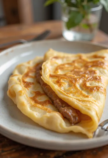 Pilha de crêpes finos e dourados