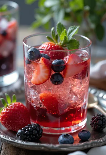 Cidra de frutos vermelhos servida fresca