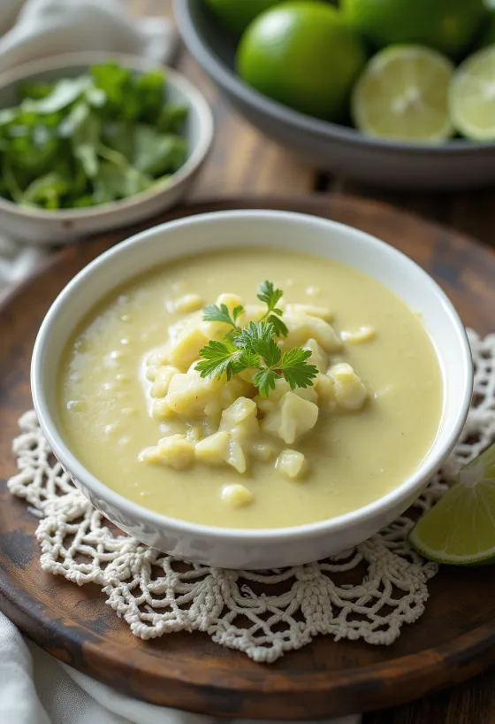 Molho de caril com leite de coco e lima servido