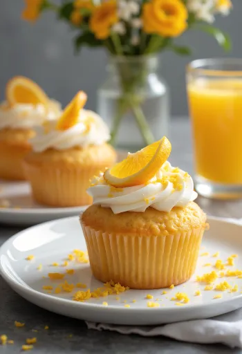 Cupcakes de laranja fofos com raspas de citrinos no topo