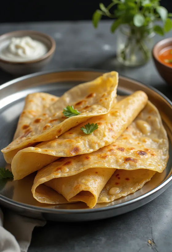 Paper dosa extra fino cozinhado até ficar estaladiço e servido com coco ralado fresco