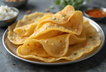 Paper dosa extra fino cozinhado até ficar estaladiço e servido com coco ralado fresco