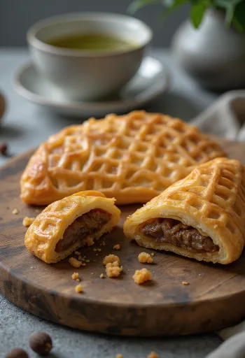 Taiyaki com puré de castanha, servido com massa sem glúten