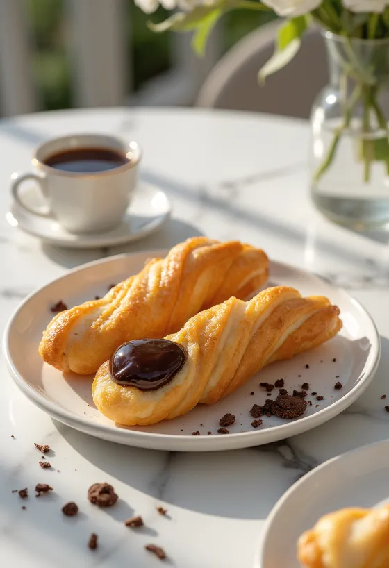 Tulumba coberta com chocolate, doce frito dourado