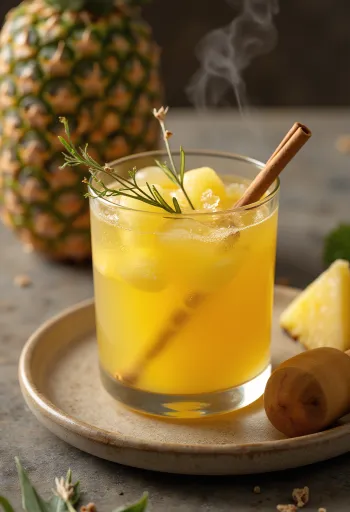 Sidra de ananás servida em copo