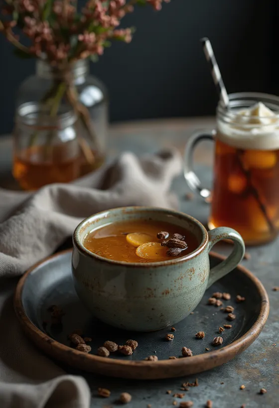 Cidra com zimbro servida em copo