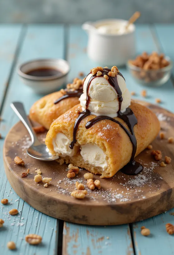 Bolo Chaminé com Gelado servido