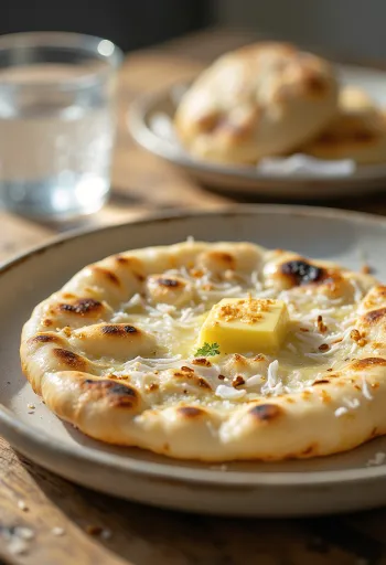 Pão Naan de Coco servido