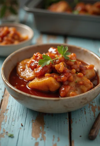 Molho barbecue com mel vermelho-escuro e brilhante