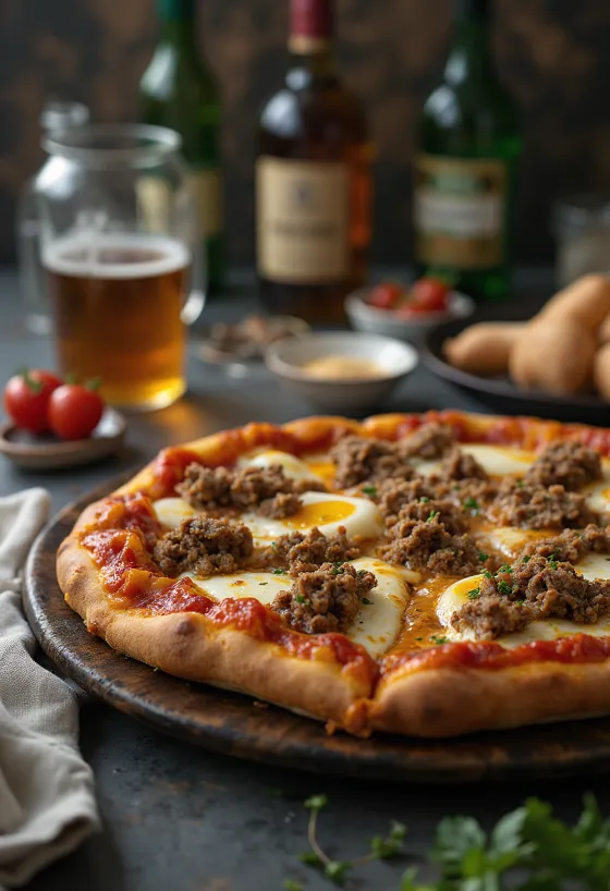 Pizza estilo mongol servida com carne de borrego e especiarias
