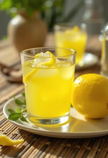 Licor de limão servido em garrafa