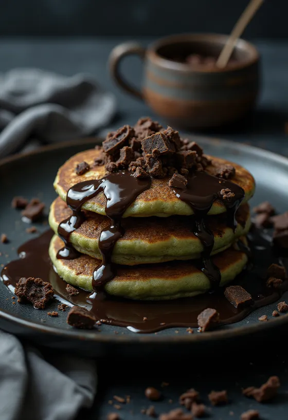 Crepes de chocolate e menta servidos