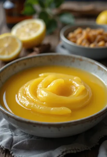 Molho de mel e limão translúcido e brilhante