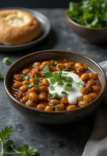 Misal Pav versão Mamledar, sopa de feijão picante e pav estaladiço