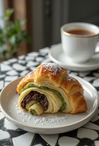 Croissant tricolor acabado de cozer
