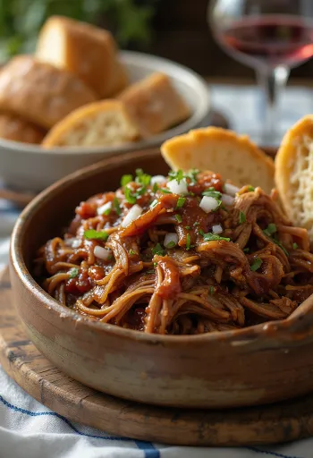 Pulled pork BBQ servido em pão fresco e com chucrute
