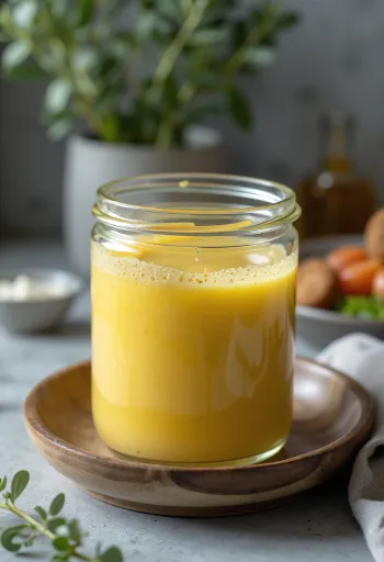 Molho de mel e Dijon cremoso e dourado