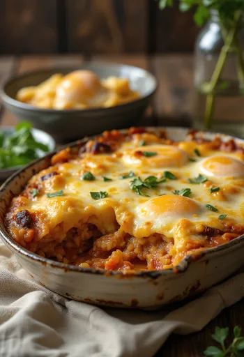 Moussaka vegan de beringela com bulgur servida