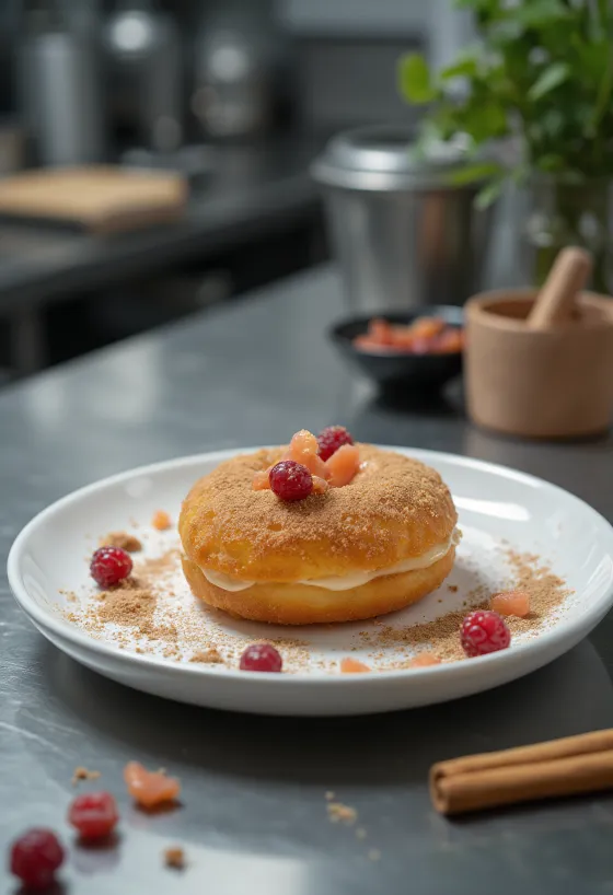 Donut de Salmonberry servido fresco