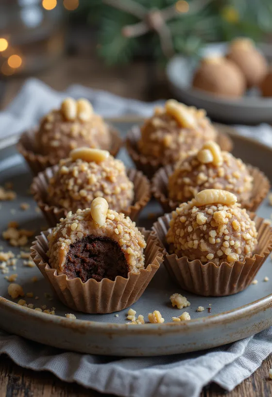 Brigadeiro com nozes, doce rico e apetitoso