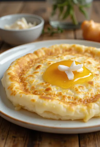 Honey Appam com mel, servido com sabor de banana fresca e leite de coco