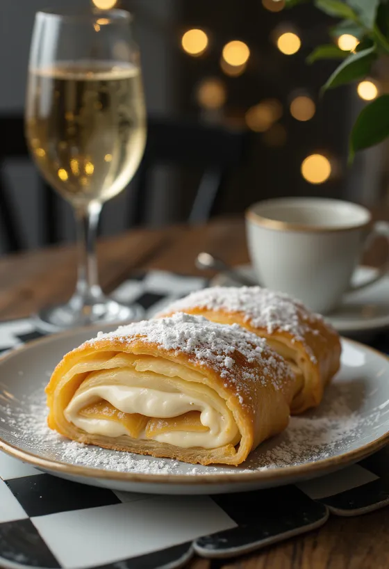 Strudel de Prosecco servido