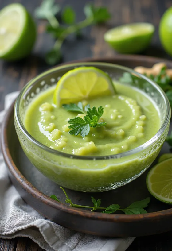 Molho leve e translúcido com ervas picadas