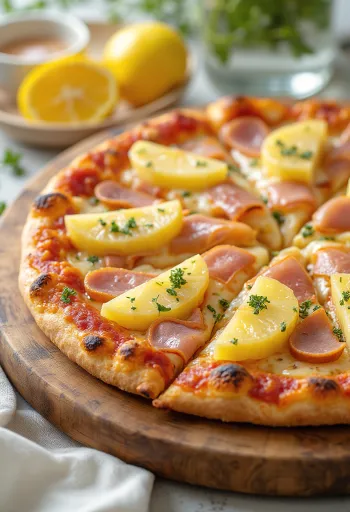 Pizza Havai com queijo vegetal e ananás