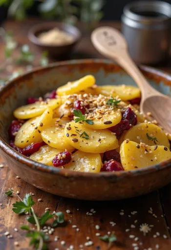 Batatas gratinadas vegan com beterraba