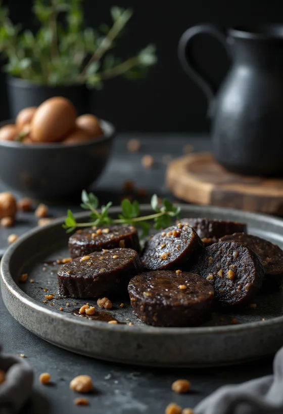 Drisheen, pudim preto rico com recheio de carne e especiarias frescas