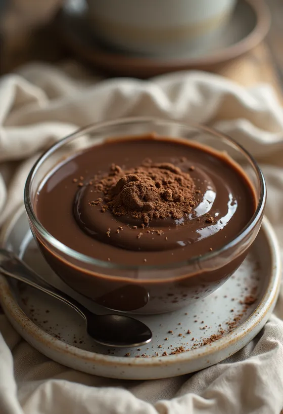 Pudim de chocolate servido num copo