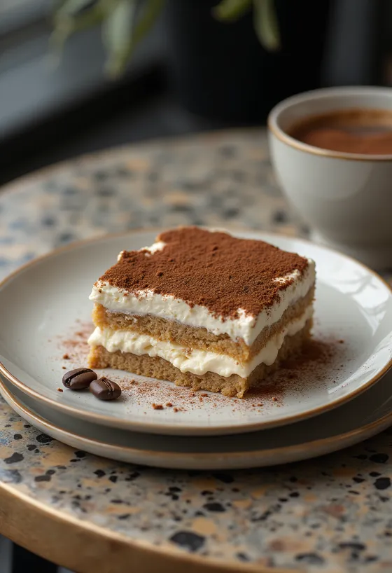 Bolo tiramisu sem açúcar em apresentação elegante