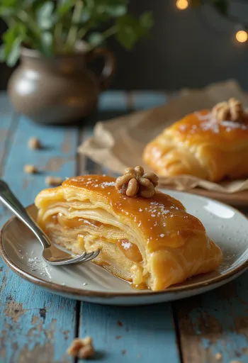 Strudel de mel servido