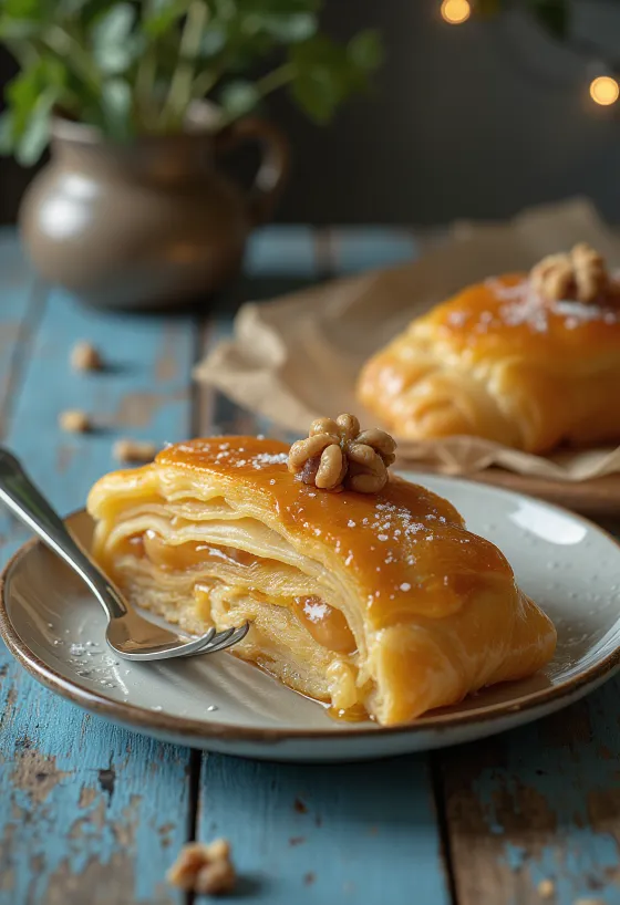 Strudel de mel servido