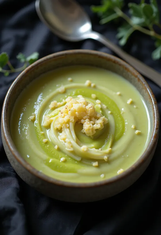 Creme de couve-lombarda com queijo e natas servido