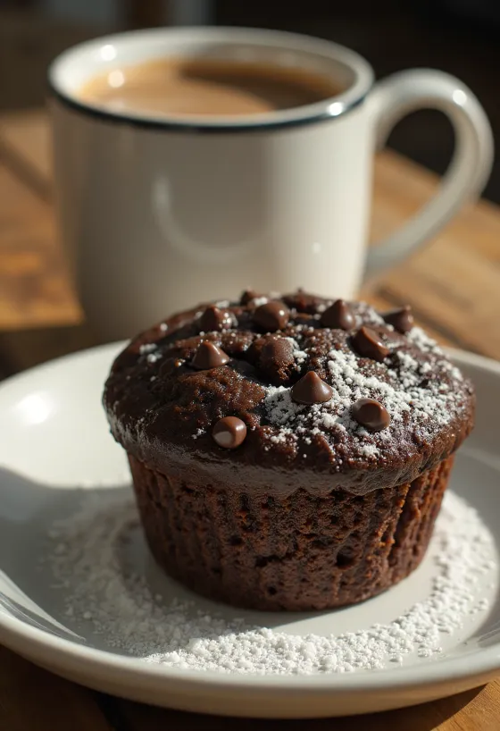 Muffins de chocolate com pepitas servidos num prato