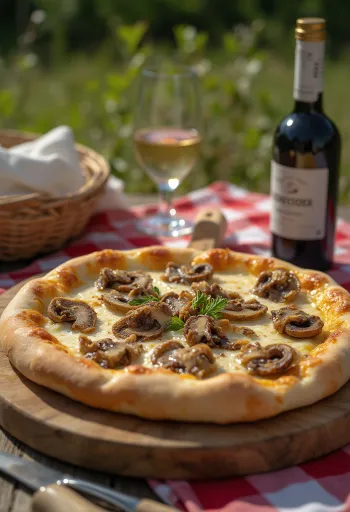 Pizza estilo ural com cogumelos porcini