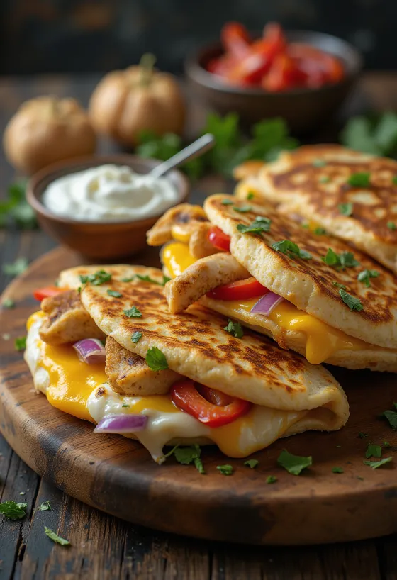 Quesadilla de frango servida fresca