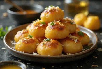 Unni appam, com banana e coco ralado, frito até dourar