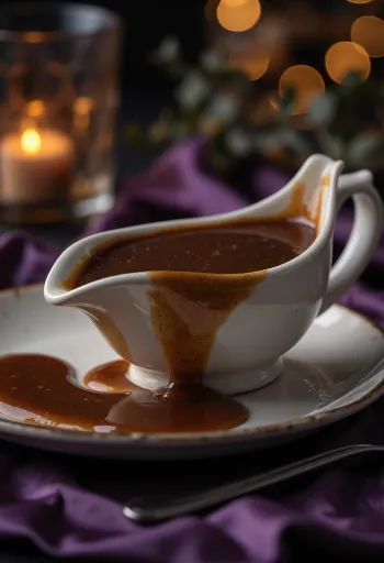 Molho escuro de cerveja preta numa molheira