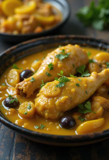 Tagine chicken with preserved lemons servido num tagine tradicional