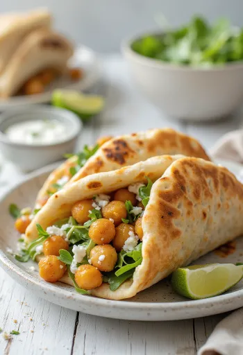 Pita gyros vegana com grão-de-bico e tofu