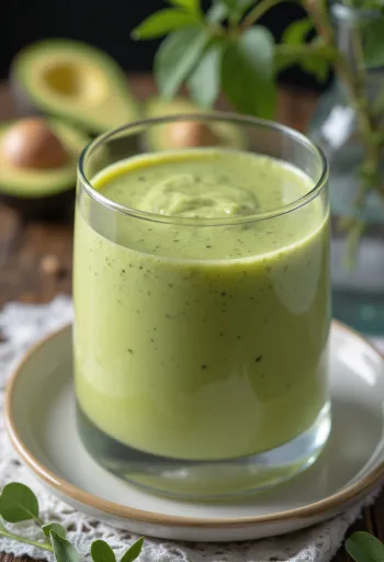 Smoothie de abacate verde em copo