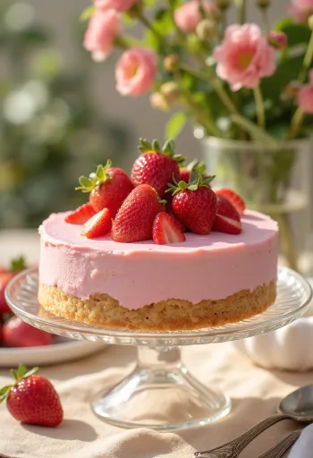 Bolo mousse de morango com frutas