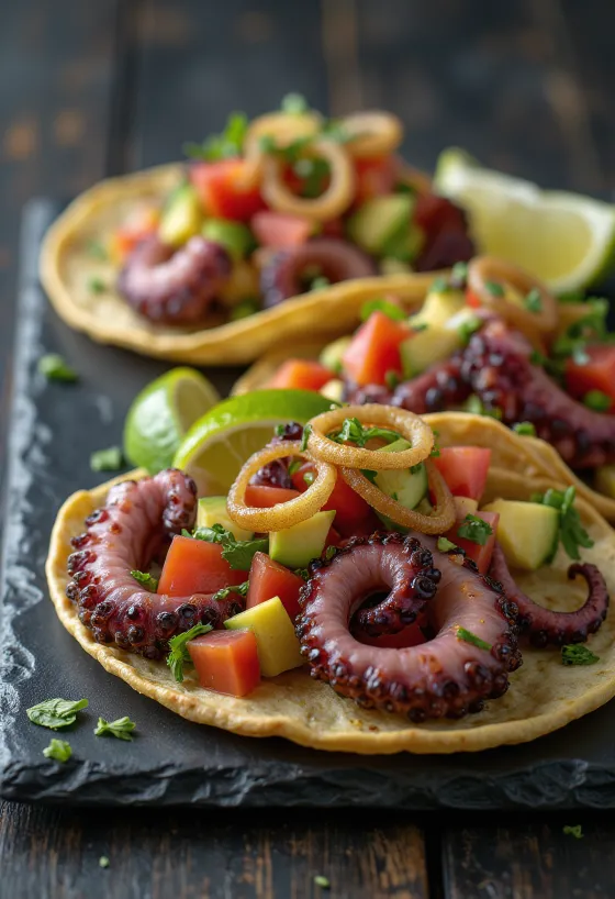 Tacos de Pulpo servidos