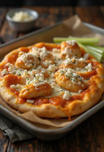 Pizza de frango Buffalo com frango picante e queijo azul