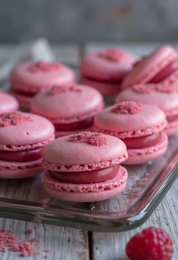 Macaron de framboesa servido