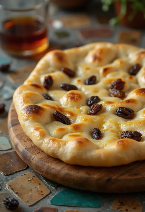 Naan de passas e rum dourado