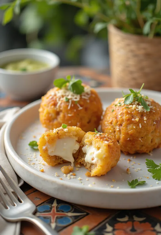Acarajé com queijo, comida brasileira crocante com creme de queijo