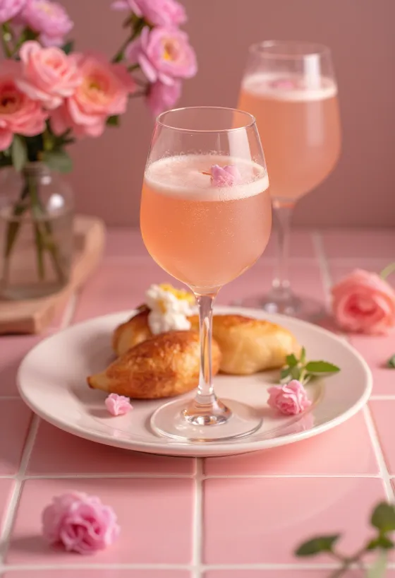 Cocktail Bellini decorado com puré de pêssego fresco